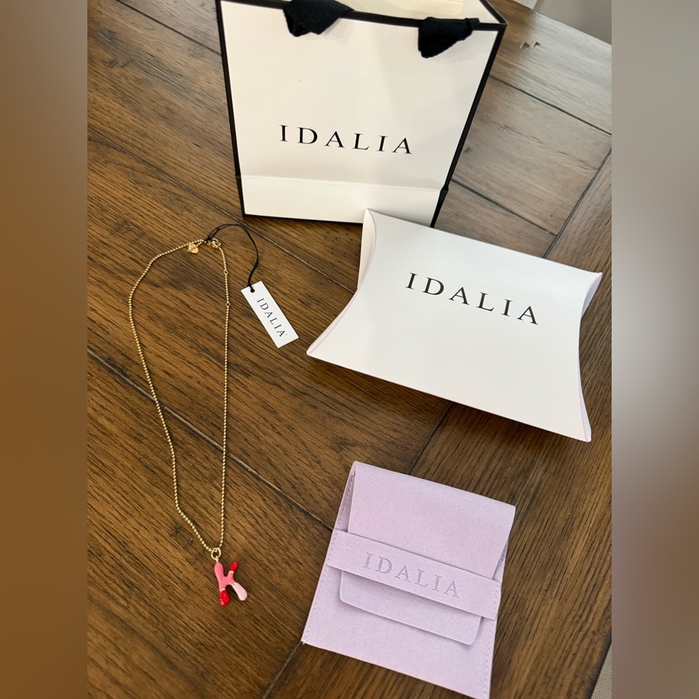 NWT Idalia Signature Enamel “K” Charm Gold Chain Necklace - Picture 5 of 9